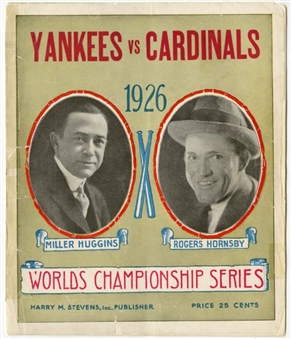 1926 World Series Program – St, Louis Cardinals at New York Yankees 